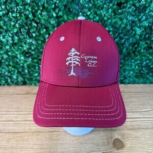Cypress Lakes Golf Club Pukka Hat Stretch Fit Cap Maroon Texas Course
